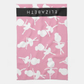 Ballerina Pattern, Ballet Meisjes, Dans, Jouw naam Theedoek (Verticaal)