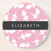 Ballerina Pattern, Ballet Meisjes, Dans, Jouw naam Zandsteen Onderzetter (Voorkant)