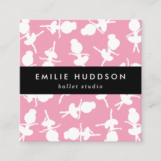 Ballerina Pattern, Ballet Teacher, Dance Studio Vierkante Visitekaartje (Voorkant)