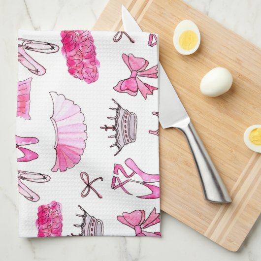 Ballerina Pattern in Waterverf Theedoek (Quarter Fold)