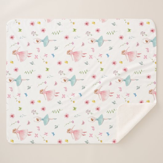 Ballerina Pattern Sherpa Deken (Voorkant (horizontaal))