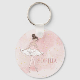 Ballerina Personal Girl Pink Gold Sleutelhanger