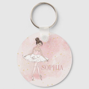 Ballerina Personal Girl Pink Gold Sleutelhanger