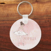 Ballerina Personal Girl Pink Gold Sleutelhanger (Voorkant)