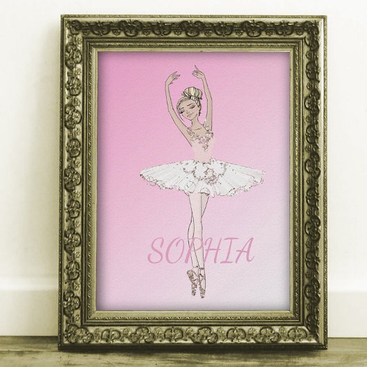 Ballerina Personal Pink Girls Poster