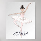 Ballerina Personal Pink Silver Dark Hair Poster (Voorkant)