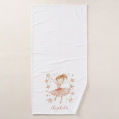 Ballerina Personaliseer Naam Girly Strawberry Blon Badhanddoek (Badhanddoek)