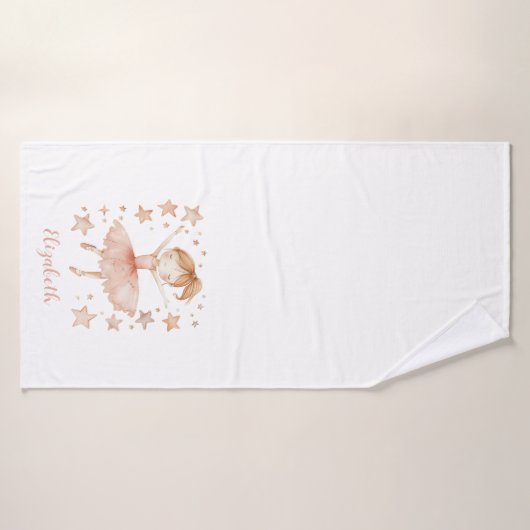 Ballerina Personaliseer Naam Girly Strawberry Blon Badhanddoek (Badhanddoek)