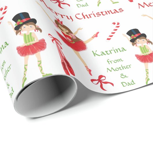  Ballerina Persoonlijke Kerstmis Cadeaupapier (Rol Hoek)
