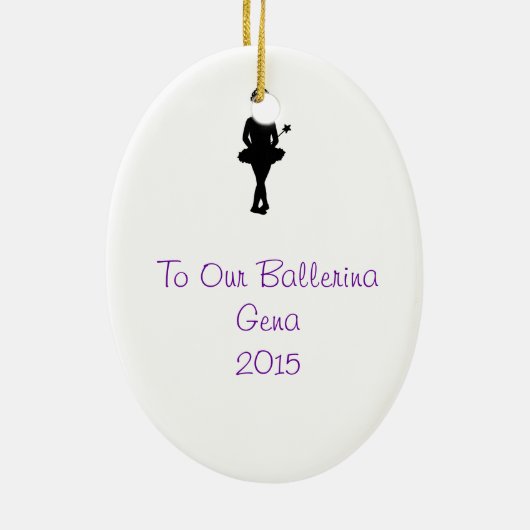 Ballerina Persoonlijke kerstversiering Sjabloon Keramisch Ornament (Achterkant)