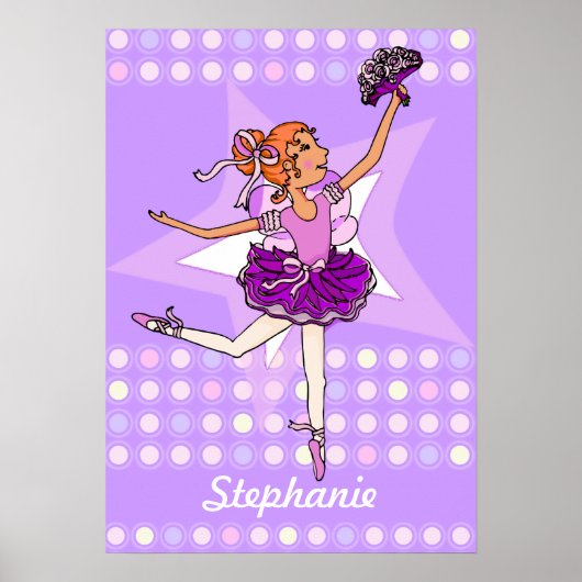 Ballerina perzik - rood haarmeisje "jouw naam" pos poster (Voorkant)