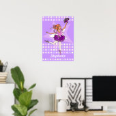 Ballerina perzik - rood haarmeisje "jouw naam" pos poster (Thuiskantoor)