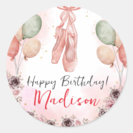 Ballerina Pink Ballet Slipfloraal Ronde Sticker