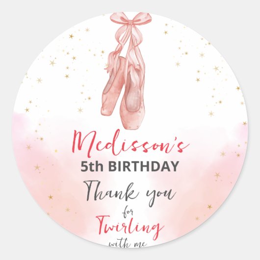 Ballerina Pink Ballet Slippers Ronde Sticker (Voorkant)