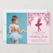 Ballerina Pink Birthday Foto Kaart (Voorkant)