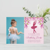 Ballerina Pink Birthday Foto Kaart (Staand voorkant)