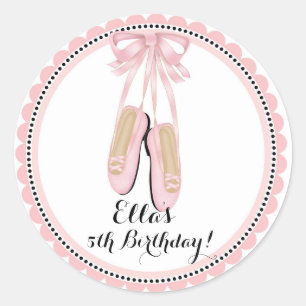 Ballerina Pink Birthday Party Favor Stickers