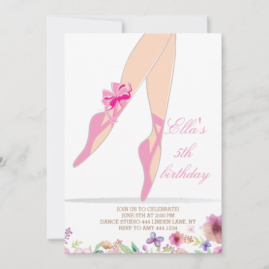 Ballerina Pink Birthday Party Kaart (Voorkant)