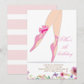 Ballerina Pink Birthday Party Kaart (Voorkant / Achterkant)