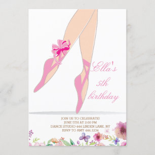 Ballerina Pink Birthday Party Kaart