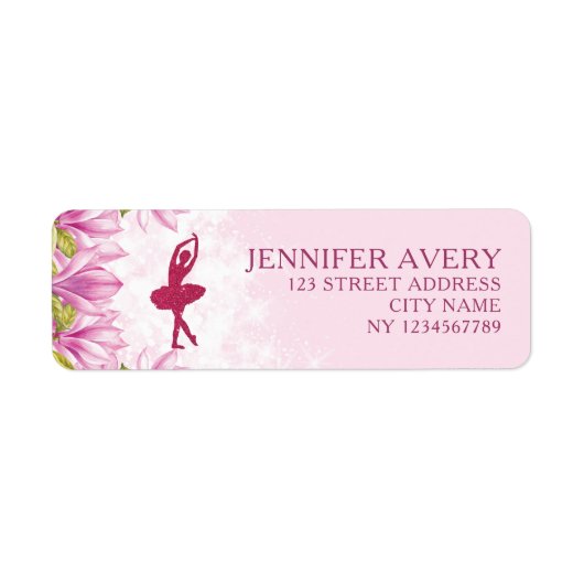 Ballerina Pink Birthday Return Label (Voorkant)