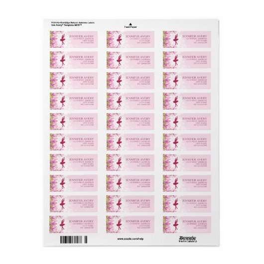 Ballerina Pink Birthday Return Label (Full Sheet)