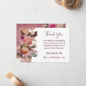 Ballerina Pink Bloemen Begrafenis Sympathie Dank u Notitiekaartje (Voorkant / Achterkant in situ)