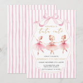  Ballerina Pink Bow Tutu Cute Birthday Invitation Kaart (Voorkant / Achterkant)