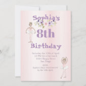 Ballerina Pink Cute Age Birthday Kaart (Voorkant)