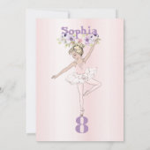 Ballerina Pink Cute Age Birthday Kaart (Achterkant)