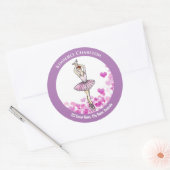 Ballerina Pink Dress met Heart Pattern Achtergrond Ronde Sticker (Envelop)
