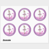 Ballerina Pink Dress met Heart Pattern Achtergrond Ronde Sticker (Vel)