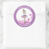 Ballerina Pink Dress met Heart Pattern Achtergrond Ronde Sticker (Tas)