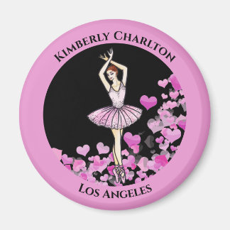 Ballerina Pink Dress met zwarte achtergrond Magneet