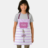 Ballerina Pink Dress Paarse White Stripes Pattern Schort (Insitu)