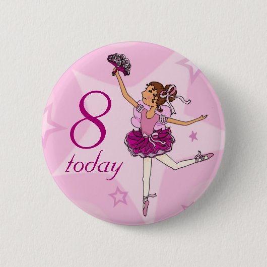 Ballerina pink girl birthday button (Voorkant)