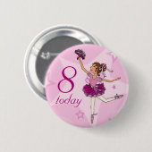 Ballerina pink girl birthday button (Voorkant /achterkant)