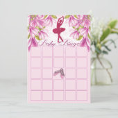 Ballerina Pink Glitter Baby shower Bingo Kaart (Staand voorkant)