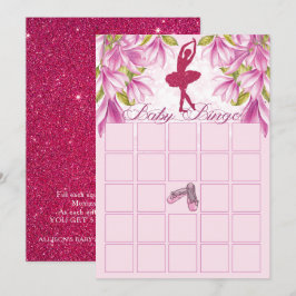 Ballerina Pink Glitter Baby shower Bingo Kaart