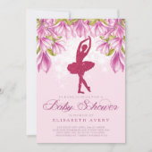 Ballerina Pink Glitter Baby shower Kaart (Voorkant)