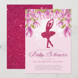 Ballerina Pink Glitter Baby shower Kaart