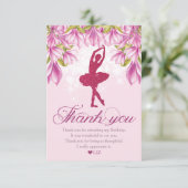 Ballerina Pink Glitter Birthday Bedankkaart (Staand voorkant)