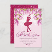 Ballerina Pink Glitter Birthday Bedankkaart (Voorkant / Achterkant)
