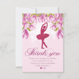 Ballerina Pink Glitter Birthday Bedankkaart