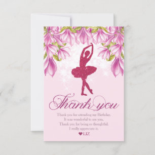 Ballerina Pink Glitter Birthday Bedankkaart