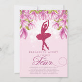 Ballerina Pink Glitter Birthday Kaart (Voorkant)