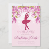 Ballerina Pink Glitter Birthday Kaart (Voorkant)