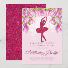 Ballerina Pink Glitter Birthday Kaart