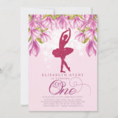 Ballerina Pink Glitter Eerste Verjaardag Kaart (Voorkant)