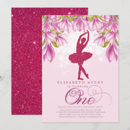 Ballerina Pink Glitter Eerste Verjaardag Kaart